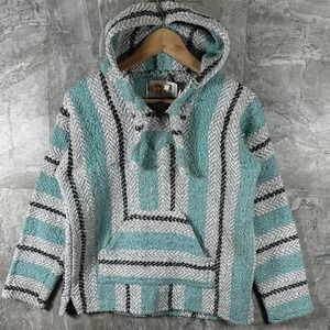 Earth Ragz multicoloured drug rug hooded sweater hoodie Mens Size S #knitwear
